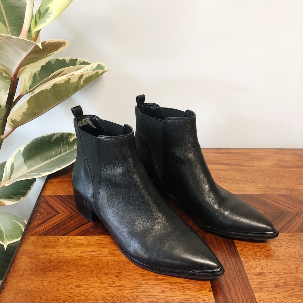 Marc Fisher Yale Pointed Toe Leather Black Boots